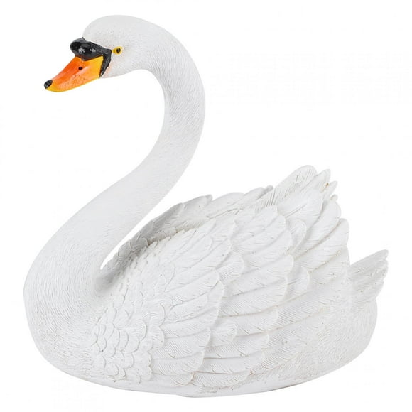 Keenso Swan Figurine Ornament Resin Simulation Floating White Swan Sculptures Home Decor Craft Ornament Wedding Gifts For Landscape Yard Gardening Decoration