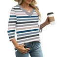 thumbnail image 4 of 3/4 Sleeve T-Shirts for Women Polka Dots Printed Casual V Neck Tee T-shirts Fall Spring Going Out Tops Loose Fit (M, Navy 02), 4 of 8