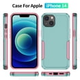 thumbnail image 2 of for iPhone 14 Case, Dual Layers Shell Hard PC + Soft TPU Back Shell Heavy Duty Military Drop Protection Rugged Shockproof Hybrid Case for iPhone 14, Green+Pink, 2 of 8