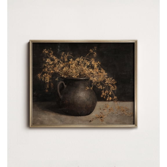 Rustic Dark Floral Still Life : Moody Autumn Cottage Decor 9-23 UNFRAMED Poster, Wall Art for Decor, Present, 8x12