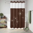 thumbnail image 6 of No Hook Shower Curtain, Brown Floral Shower Curtains for Bathroom with See Through Top Window, Spring Flower Waterproof & Washable Bath Curtain Stand Up Stall 36"x72", 6 of 9