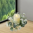 thumbnail image 4 of Christmas Candle Holder Wreath Table Decorate Simulation Eucalyptus Garland Candle Yellow White Flower Fall Halloween Thanksgiving Christmas Decoration, 4 of 6