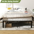 thumbnail image 3 of HOXPETY Cadre de Lit Plateforme en Métal de 16 Pouces Format Grand, Base de Matelas Robuste, Sommier de Remplacement avec Base en Acier et Rangement sous le Lit pour Chambre, Noir, 3 of 7