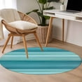 thumbnail image 4 of Cyan Green Round Rugs for Living Room 4ft Gradient Stripe Abstract Lines Texture Modern Non Slip Circle Rug Washable Low-Profile Indoor Carpet for Bedroom, Dining Room, Bathroom, 4 of 9