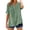 Green 2, variant on Women Cotton Linen Embroidered Tops 3/4 Sleeve V Neck Summer Casual Blouses Solid Color Loose Fit Shirts Light Blue XL