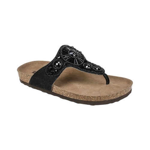 white mountain jeweled thong sandals