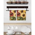 thumbnail image 3 of Summer Sunflowers Hand Towels Set, Waffle Weave Kitchen Towels 2 Pieces, Red Yellow Floral Leaf Wood Grain Microfiber Hair Face Bath Tea Towel Absorbent Quick Drying Cleaning Dish Cloths, 15.7"x23.6", 3 of 7