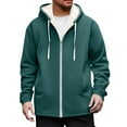 thumbnail image 2 of Men's Hooded Sweatshirt Warm Fleece-Lined Long-Sleeve Zipper Athletic Pullover Hoodie with Pockets Blue M, 2 of 8