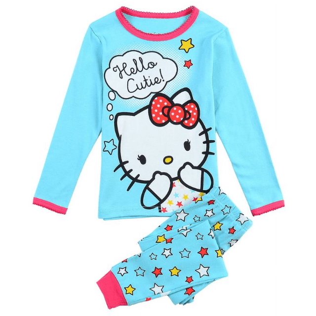Personalizar Hallokitty pantalones de pijama para niñas y conjuntos de camisas para dormir PJ Top conjunto de ropa de dormir de poliéster para niñas pijamas para niños a granel