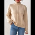 thumbnail image 4 of Suéteres de Otoño para Mujer, Jersey de Punto Acanalado de Larga, Holgado, con Cuello Alto, Ligero y Casual Albaricoque M, 4 of 10