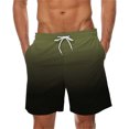 thumbnail image 2 of Iugvhana Men's Swim Trunks Gradient Color Quick Dry Beach Shorts with Pockets and Drawstring Summer Shorts Green L, 2 of 5