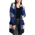 thumbnail image 1 of Lucky Brand Womens Checkered Cardigan Sweater, Blue, X-Small, 1 of 1