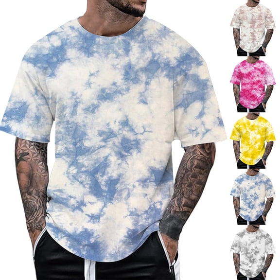 T Shirt for Men Oversized Quarter Sleeve Big & Tall Breathable Short Sleeve Shirts Athletic Fit Gradient Boat Neck Summer Casual Beach Basic Basic Tee