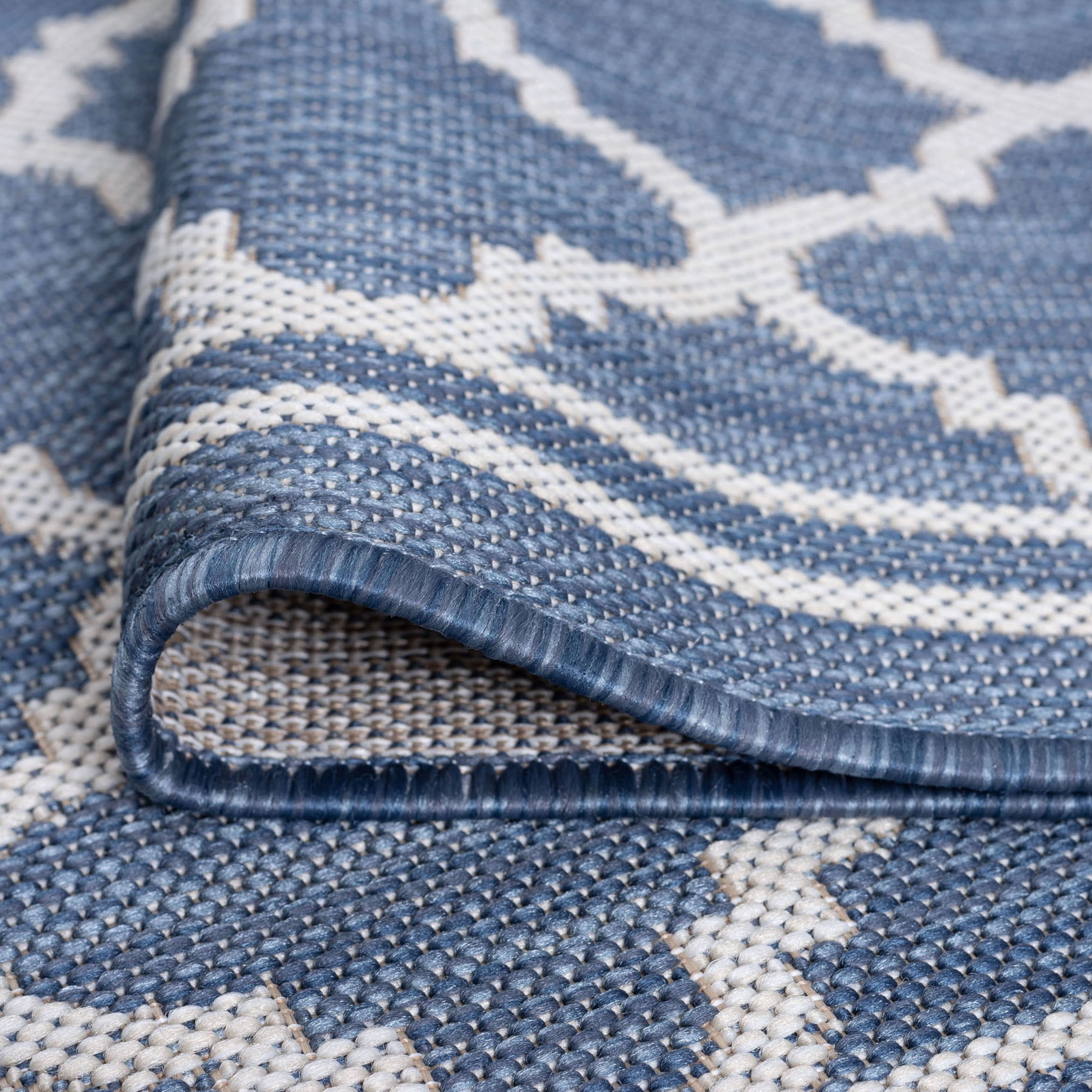 8x10 Water Resistant, Large Indoor Outdoor Rugs for Patios, Front Door Entry, Entryway, Deck, Porch, Balcony | Outside Area Rug for Patio | Blue, Geometric | Size: 7'10'' x 10'2''