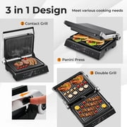 Costway Electric Panini Press Grill Sandwich Maker with LED Display & Removable Drip Tray