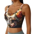 thumbnail image 2 of Fotbe Rose Floral Skull Sujetador Deportivo Largo sin Aros para Mujer con Almohadillas y Soporte Medio, Transpirable y Absorbente, Camiseta Tipo Chaleco o Tank Top-X-Large, 2 of 8