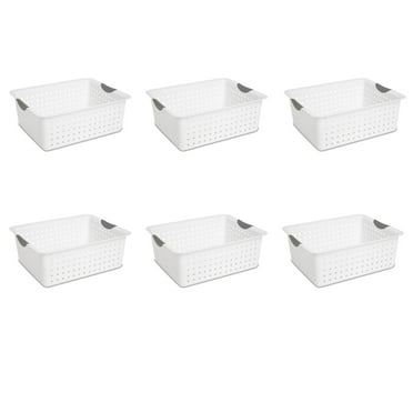 Sterilite Large Ultra™ Basket, Open Plastic Storage Bin, Versatile Organization Solution, White, 6 Count