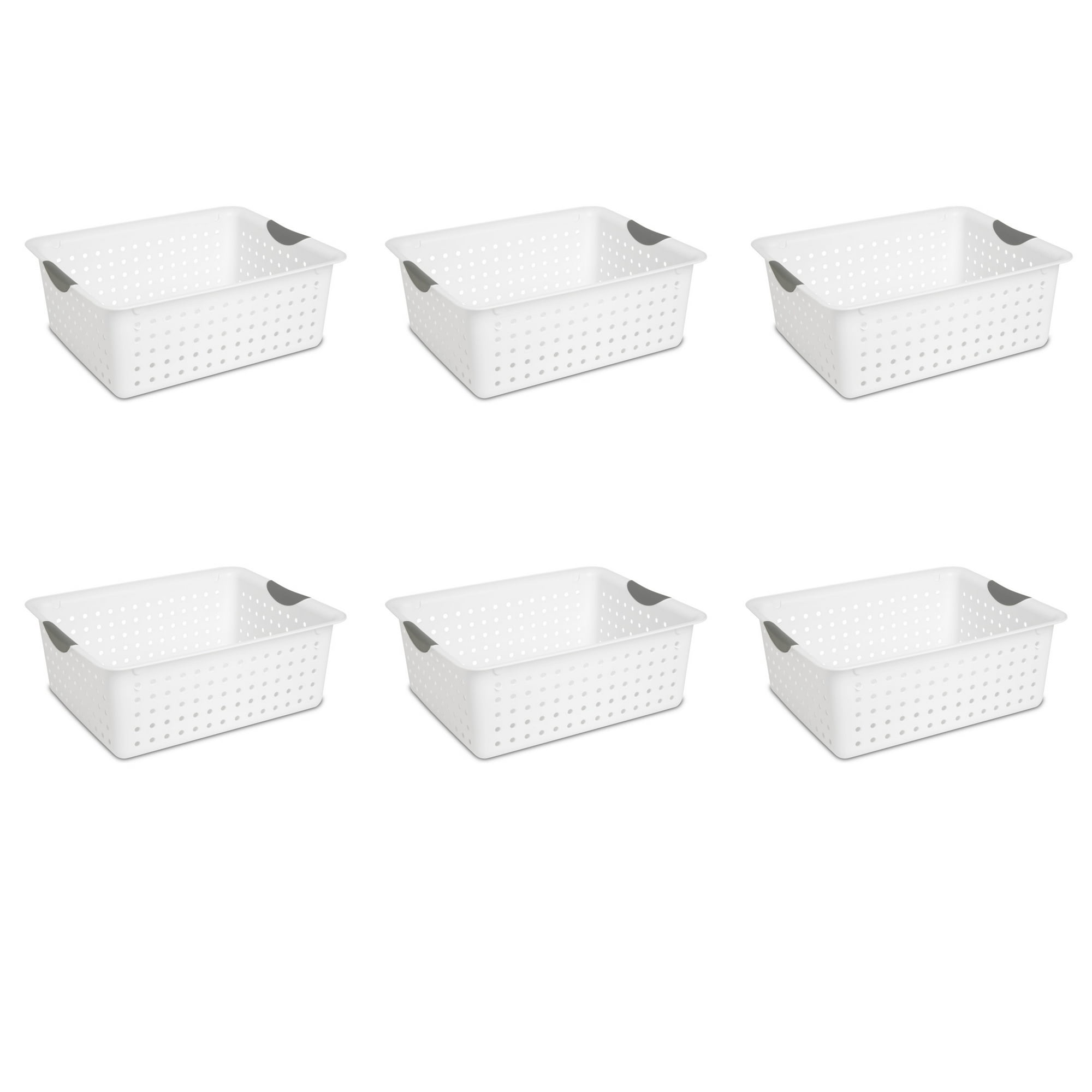 Sterilite Large Ultra™ Basket, Open Plastic Storage Bin, Versatile Organization Solution, White, 6 Count