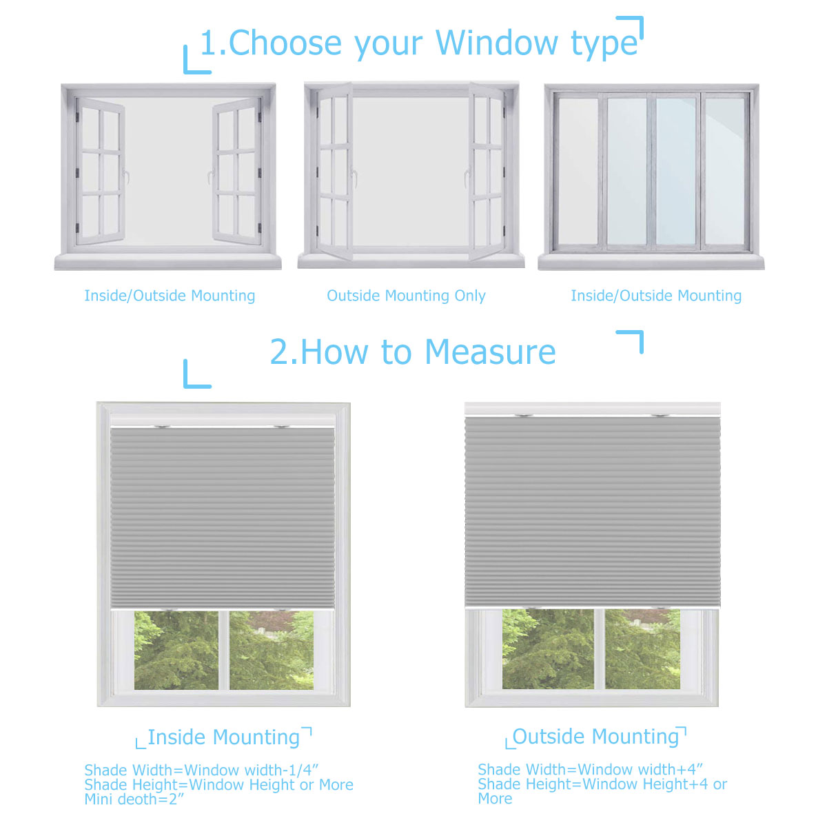 Top Down Bottom up Blackout shades, Cellular Honeycomb Window Blinds ...