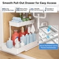 thumbnail image 3 of OVINESY Under Sink Organizer 2 Pack, Pull Out Drawer for Bathroom & Pantry Storage, Metal Frame Kitchen Organizer under Cabinet, Laundry Room Organization with Rust-Resistant Coating, White, 3 of 9