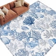 thumbnail image 2 of Navy Blue Coral Area Rugs 6x9 for Living Room, Summer Beach Coastal Ocean Nautical Non Slip Washable Rug Runner, Low Pile Indoor Floor Carpet Mat Bathroom Rugs for Bedroom, Kids Room, 2 of 9