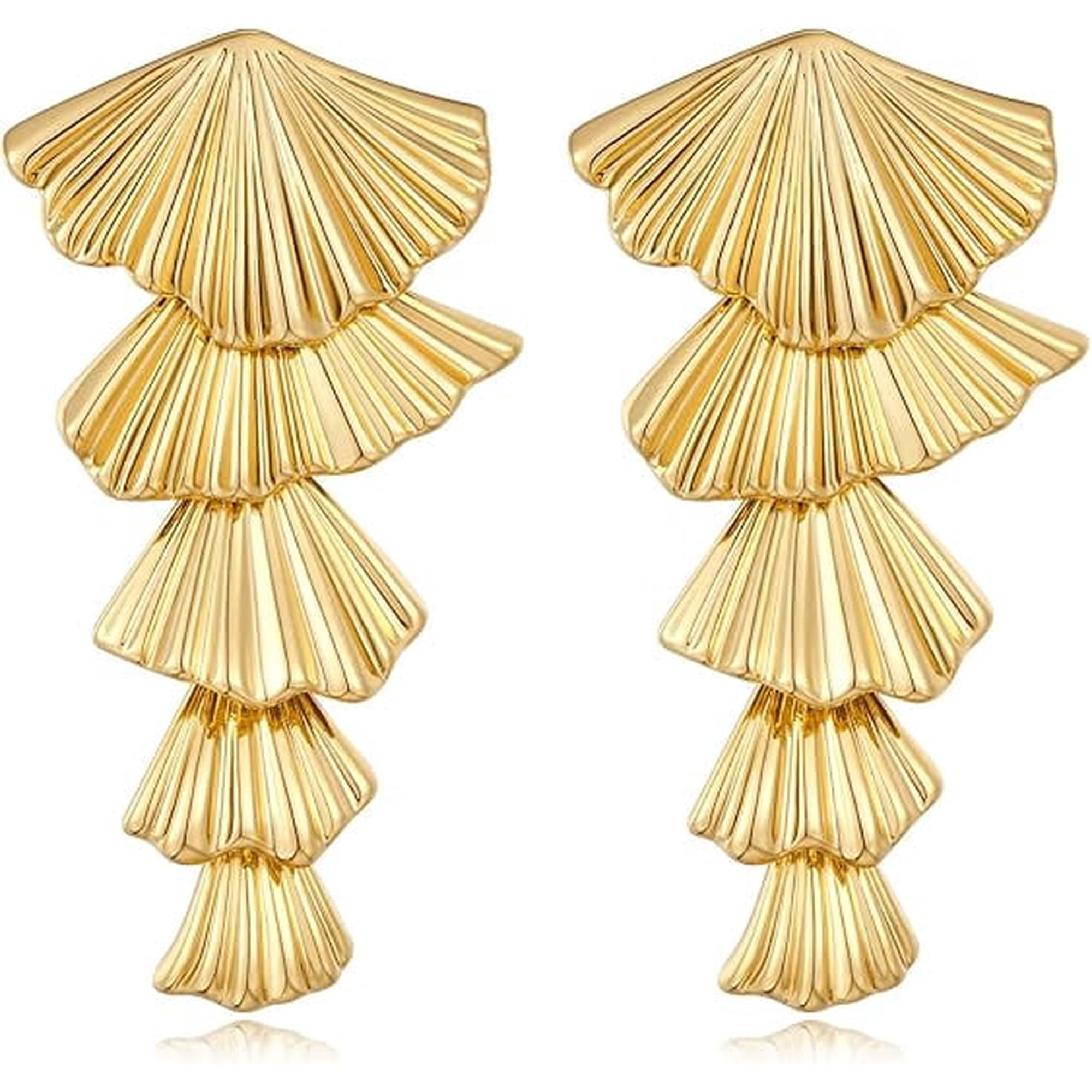 Vensio -Seashell and Starfish Dangle Earrings for Women, Hypoallergenic Gold Summer Beach Jewelry, Elegant Shell Drop Earrings for Vacation and Holiday Gifts