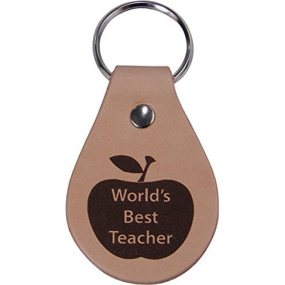 World's Best Teacher Genuine Leather Key Chain - Great Gift for your Favorite Teacher or as Birthday or Christmas Gift for Teachers