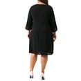 thumbnail image 3 of Agnes Orinda Plus Size Dresses For Women Crew Neck 3/4 Flutter Sleeve Party Wedding Cocktail Chiffon Flowy Dress 2X Black, 3 of 6