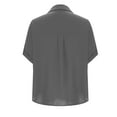 thumbnail image 5 of CHUMUD Women Short Sleeve Tops Button Down Shirts Loose Collared V Neck Tunics Summer Work Casual Business Blouses, 5 of 6