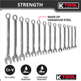 thumbnail image 6 of K Tool International 41304 Long Pattern SAE Combination Wrench Set 14 Piece, 6 of 12