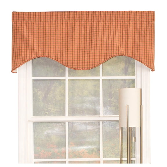 RLF Home Common Check Corded Cornice 100% Cotton Lined 3" Rod Pocket Window Valance 50" x 17" Candy