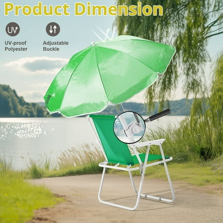 Folding Beach Chair with Umbrella 265lb Lightweight Camping Chair for Adults,Perfect for Travel, Picnics &Outdoor Use