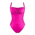 thumbnail image 4 of Curuila One Piece Swimsuit Women Solid Color Square Neck Sleeveless Comfortable Summer Beachwear Pink Size Xl, 4 of 5
