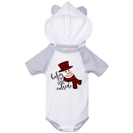 

Inktastic Baby It s Cold Outside Cute Snowman in Plaid Print Gift Baby Boy or Baby Girl Bodysuit
