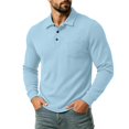 thumbnail image 2 of Corduroy Long Sleeve Polo Shirts for Men Slim Fit Chest Pocket Casual Pullover Travel Golf Top, 2 of 8