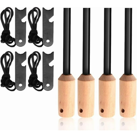 Miyake 4-Pack Ferro Rod Fire Starter Kit, 5/16” Flint & Steel Survival Firestarter with Multi-Tool Striker for Camping, Hiking, EDC & Emergency Survival Kits