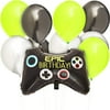 77 Pcs Video Game Foil Balloons, Black and Green Latex Balloon for Gaming Gamer Birthday Party Decorations