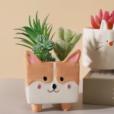 Travelwant Small Succulent Pots with Drainage, Ceramic Animal Planter, Indoor Plant Pots, Cute Cactus/Bonsai Small Flower Pots
