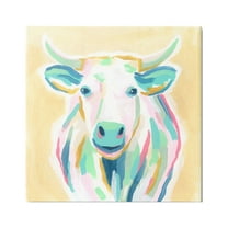 Stupell Industries Pastel Smiling Cattle Animals & Insects Painting Gallery Wrapped Canvas Print Wall Art, 30 x 30