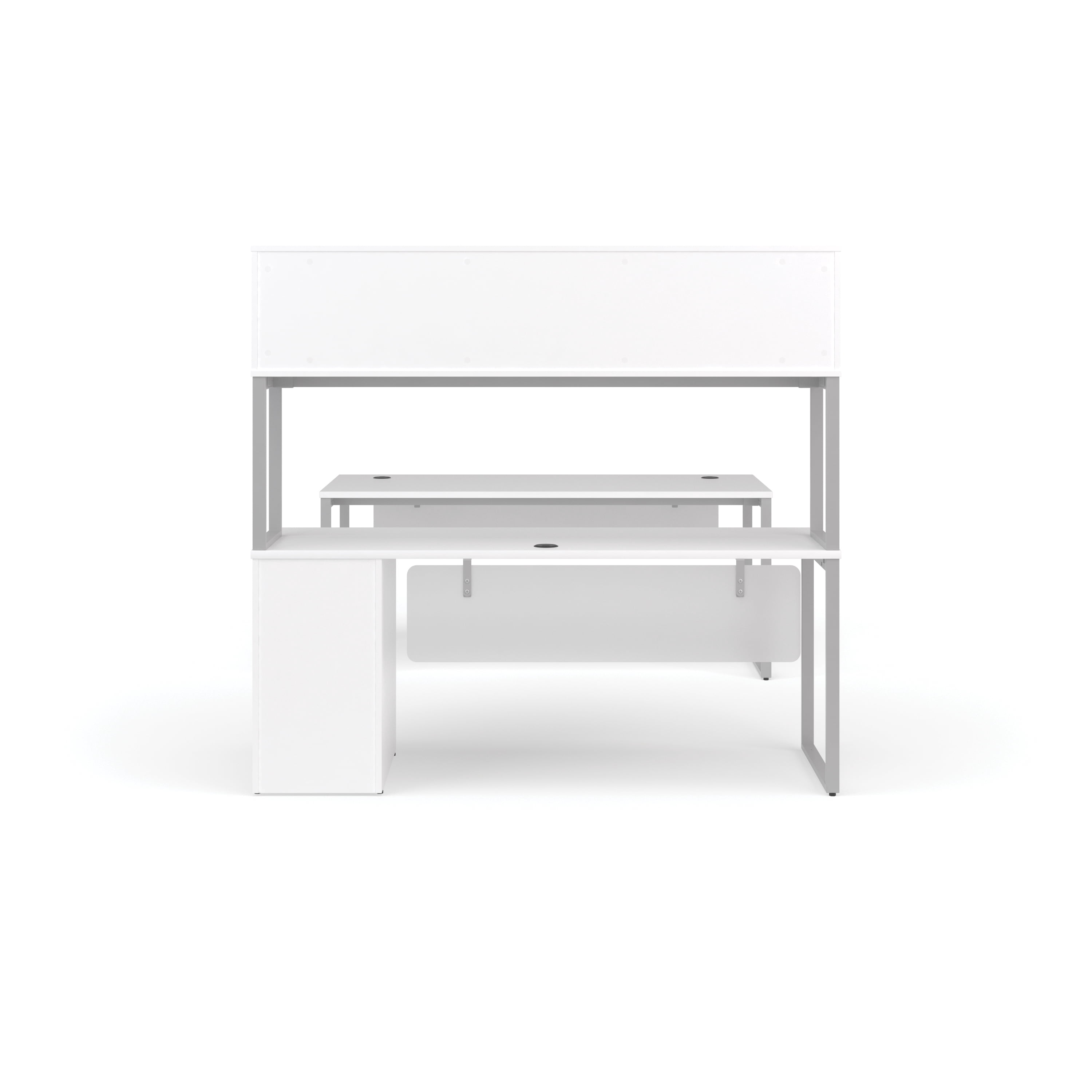 OFM Fulcrum Series Office Furniture Set, 72" Table Desk, 72" Credenza, Lateral 2-drawer Filing Cabinet, Hutch, Modesty Panel, in Espresso