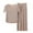 Khaki, variant on Womens 2 Piece Wrinkled Silk Pajamas Short Sleeve Sleepwear Top with Wide Soft Leg Pants Loungwear Sets