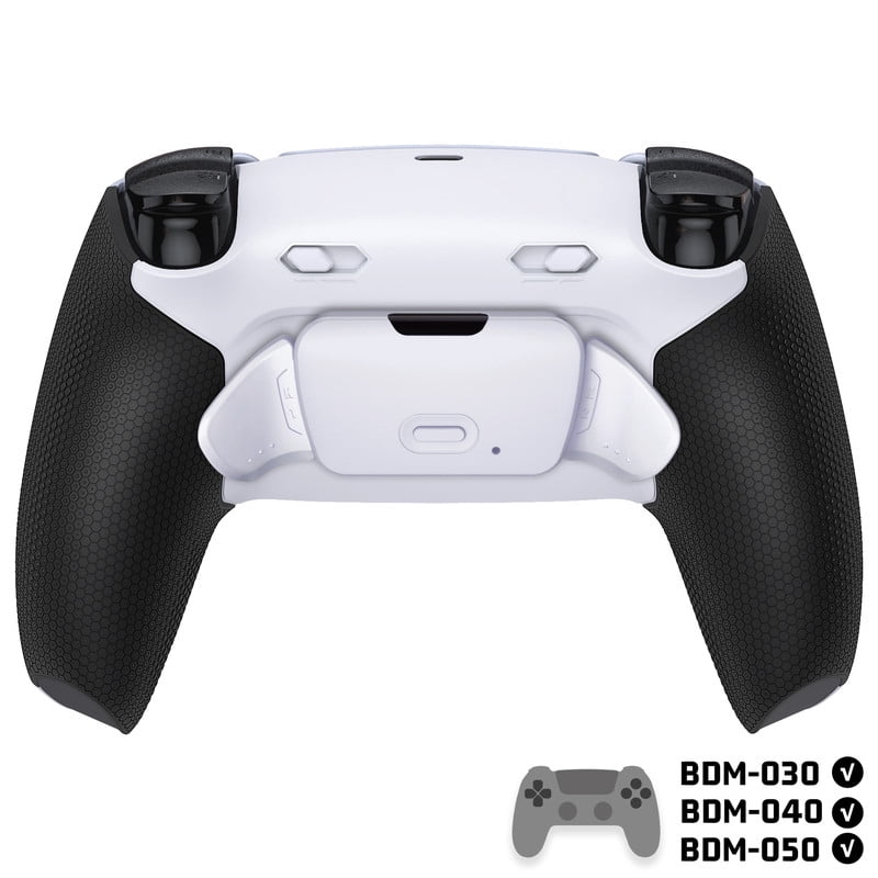 eXtremeRate RISE Plus MAX Back Paddles Kit with Clicky Trigger Stops & Rubberized Grip for PS5 Controller BDM-030 040 050, White Remappable Back Buttons Kit for PS5 Controller - White Black
