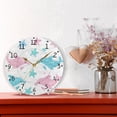 thumbnail image 6 of Pastel Colored Starfishes and Dolphins Round Wall Clock Silent Analog Battery Operated Black Pointer Home Decor 9.84" Diameter, 6 of 11