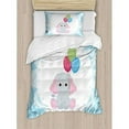 thumbnail image 3 of Elephant Nursery Duvet Cover Set King Size, Stars with Ornate Motifs Cartoon Kid Animal in Circle Holding Balloons, Decorative 3 Piece Bedding Set with 2 Pillow Shams, Multicolor, by Ambesonne, 3 of 3