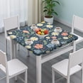 thumbnail image 3 of Pioneer Flower Floral Print Pattern Square Fitted Tablecloth with Elastic Edge,Square Table Cover,Washable Elastic Table Cover for Home Kitchen Party Decor 34"x34", 3 of 6