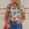 thumbnail image 6 of Fotbe Hand Drawn Strawberry Women's Crew Neck Short Sleeves Bodysuit Tops Round Neck Slim Sleeveless Soft Comfortable Basic-XX-Large, 6 of 7