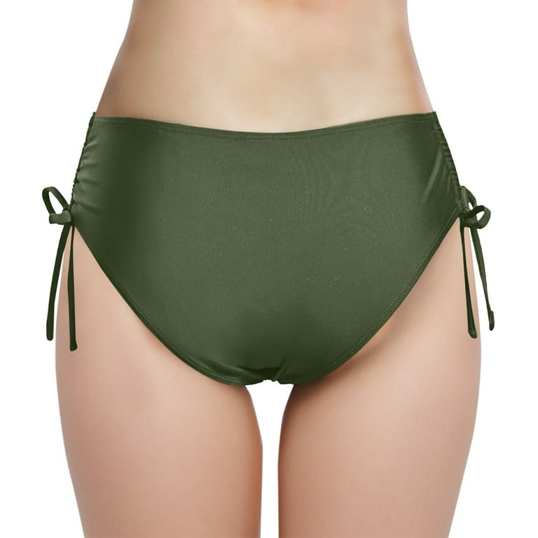 Entyinea Women's Bikini Swimsuits Bikini Bottom Mid Waisted Swim
