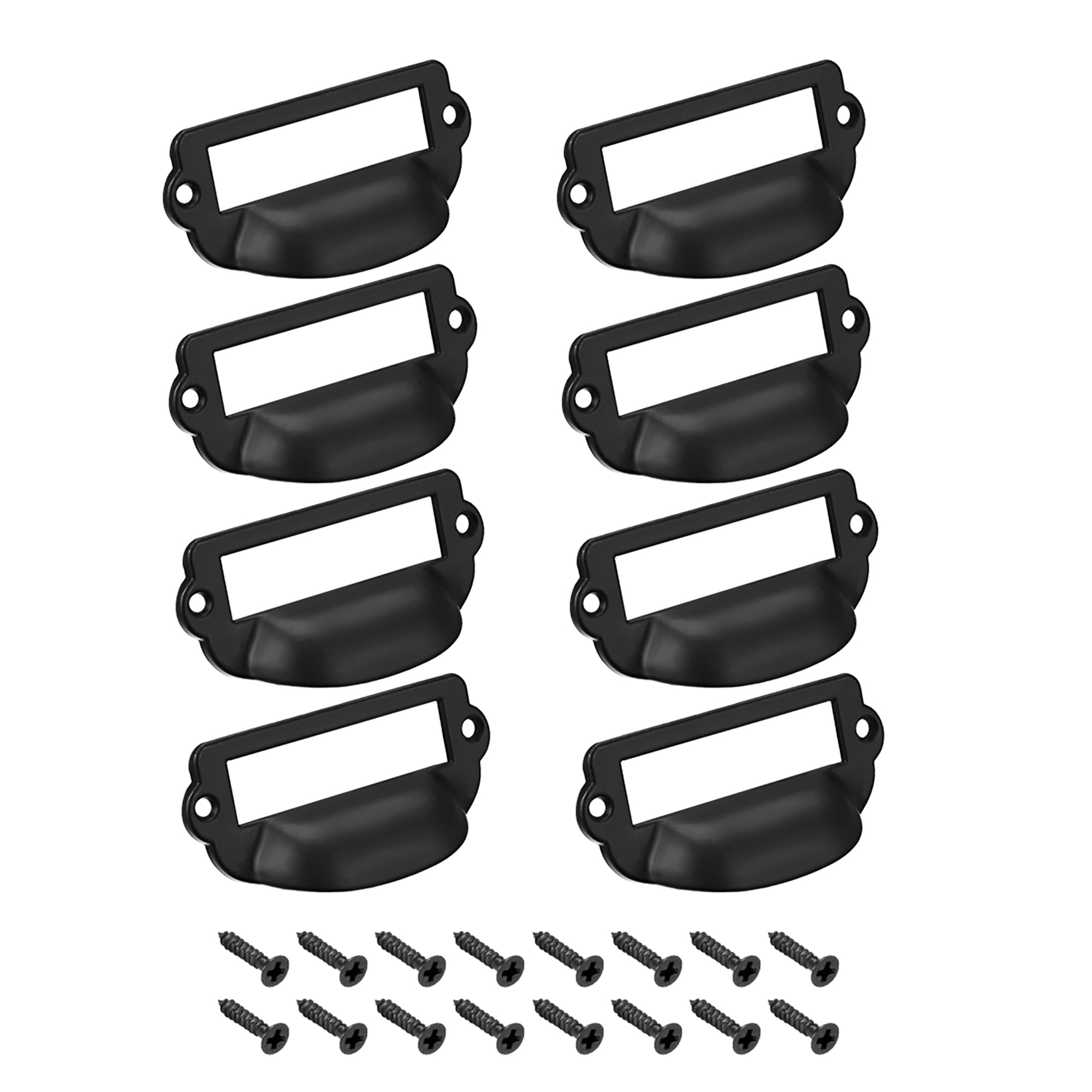 Label Holder Pull Handles Vintage Zinc Alloy Black 82x40mm 8 Pcs w