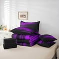 thumbnail image 6 of Homewish Geometric Line Pattern 7-Piece Twin Bedding Sets,Pixel Stripes Pattern Bedding Comforter Set,Black Purple Sheet Sets For Teens,Luxury Bedroom Decor Reversible, 6 of 8