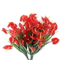 thumbnail image 5 of 4 Bunches Artificial Fake Flowers Faux Anthurium Plants Plastic Shrubs Bushes Greenery Indoor Outsid, 5 of 5